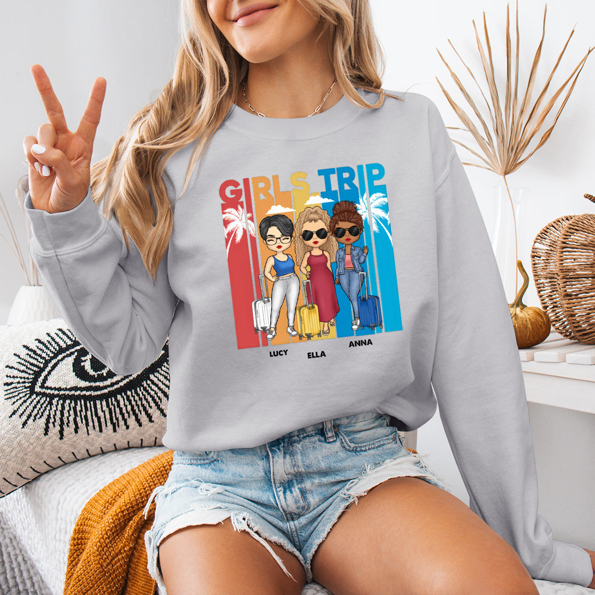 Let's Go With Us - Bestie Personalized Custom Sweatshirt - Summer Vacation, Gift For Bestie, BFF, Sisters