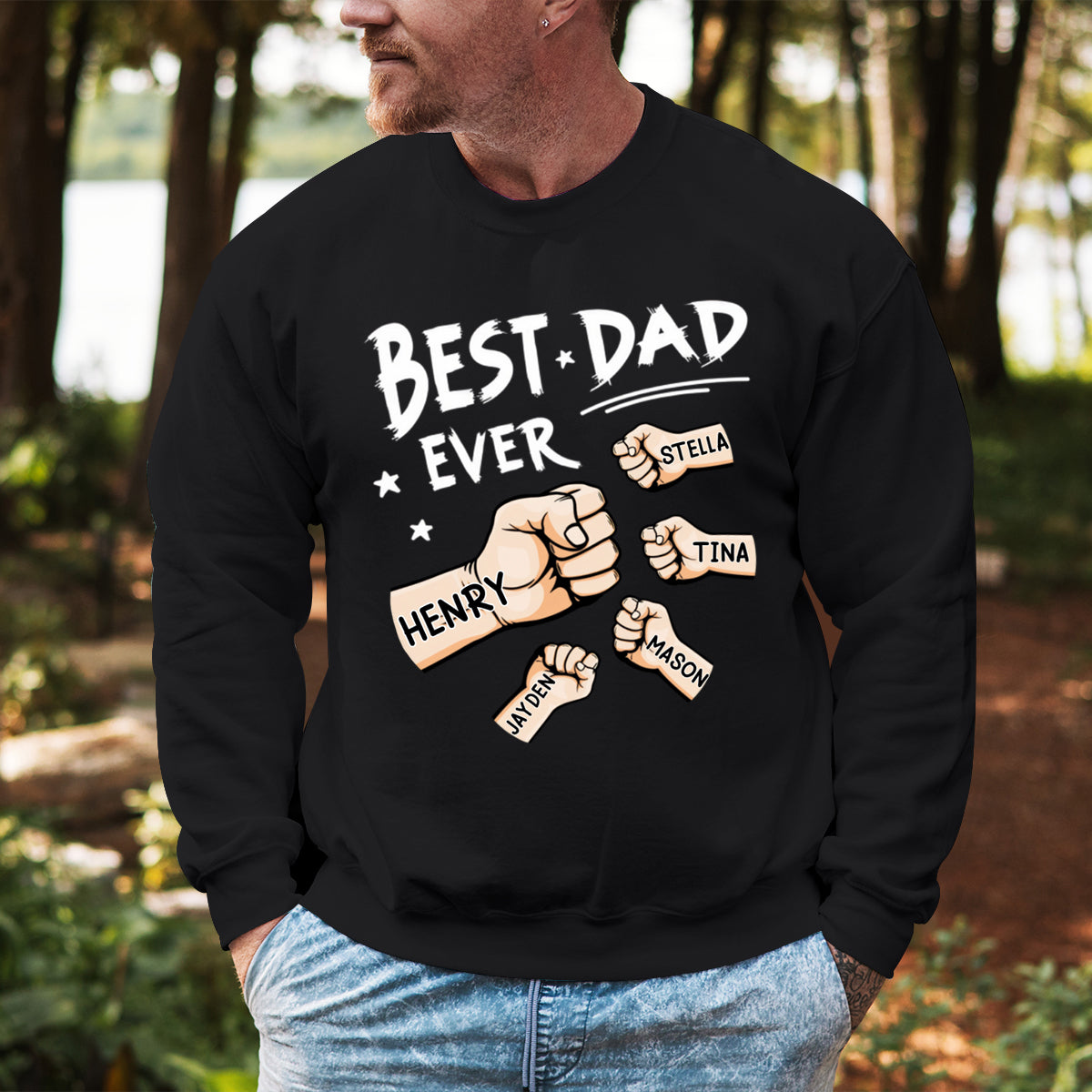 The Best Papa Ever - Family Personalized Custom Sweatshirt - Father's Day, Birthday Gift For Dad, Grandpa