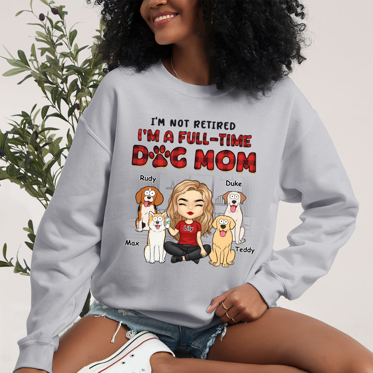 I'm Just A Full-Time Dog Mom - Dog Personalized Custom Sweatshirt - Gift For Pet Owners, Pet Lovers
