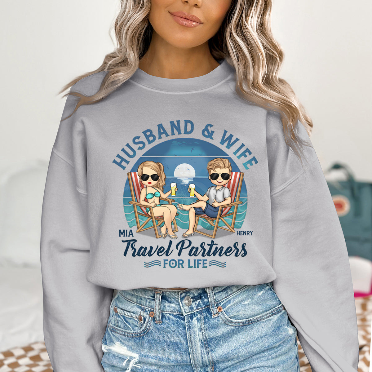 We're Travel Partners For Life - Couple Personalized Custom Sweatshirt - Gift For Husband Wife, Anniversary
