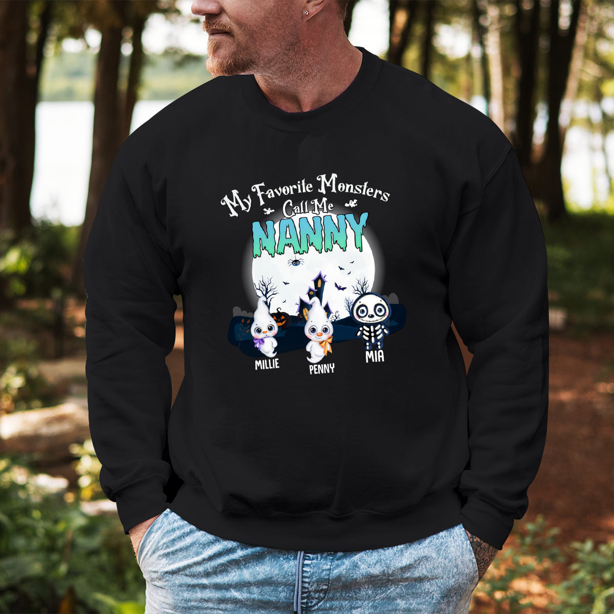 My Favorite Monsters Call Me Grandma - Family Personalized Custom T-shirt - Halloween Gift, Gift For Grandma, Grandpa