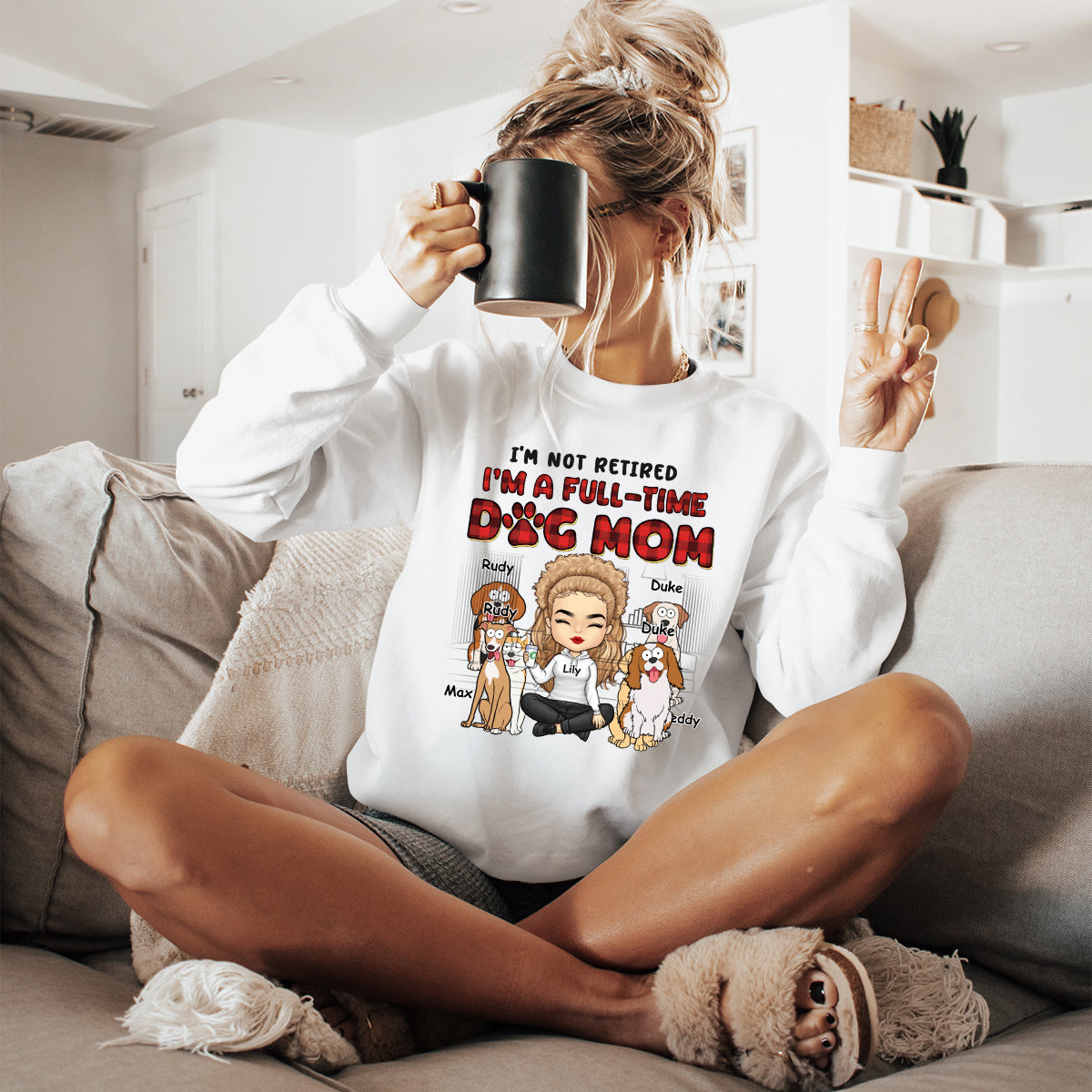 I'm Just A Full-Time Dog Mom - Dog Personalized Custom Sweatshirt - Gift For Pet Owners, Pet Lovers