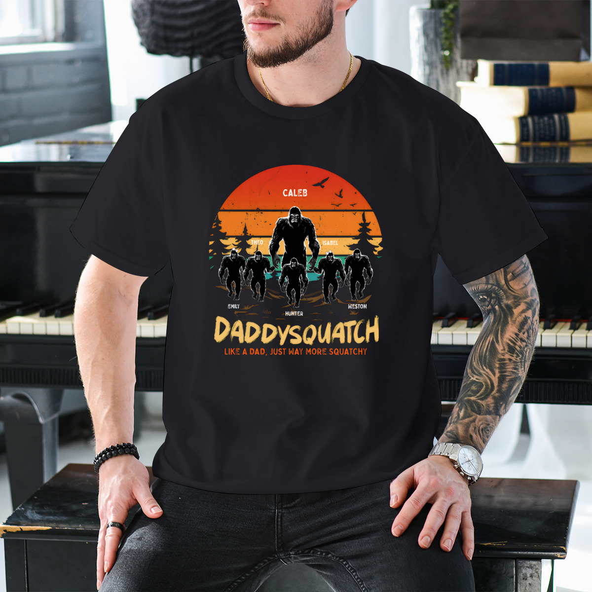 Like A Dad Grandpa Just More Squatchy - Family Personalized Custom T-shirt - Father's Day, Birthday Gift For Dad, Grandpa