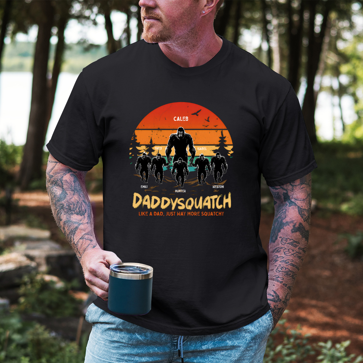 Like A Dad Grandpa Just More Squatchy - Family Personalized Custom T-shirt - Father's Day, Birthday Gift For Dad, Grandpa