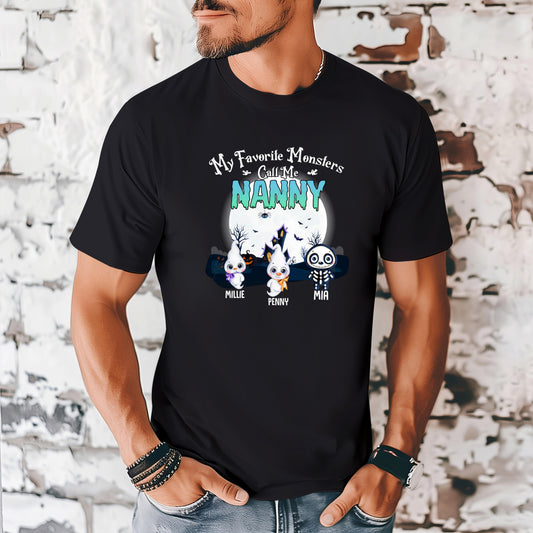 My Favorite Monsters Call Me Grandma - Family Personalized Custom T-shirt - Halloween Gift, Gift For Grandma, Grandpa