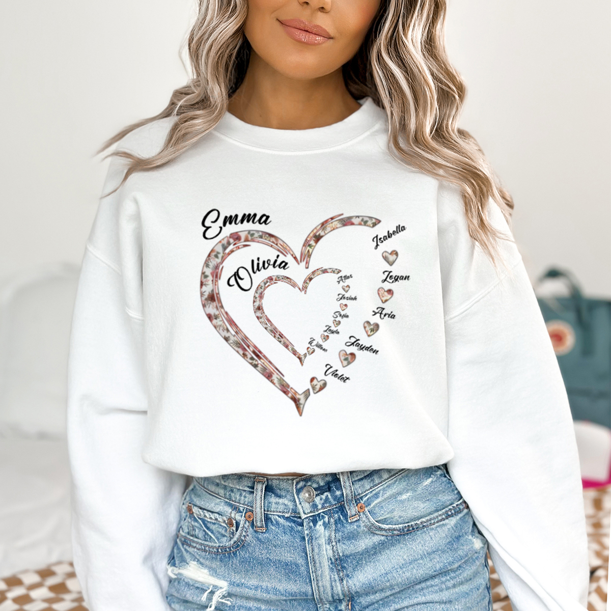 Mommy's Sweethearts - Family Personalized Custom Sweatshirt - Gift For Grandma