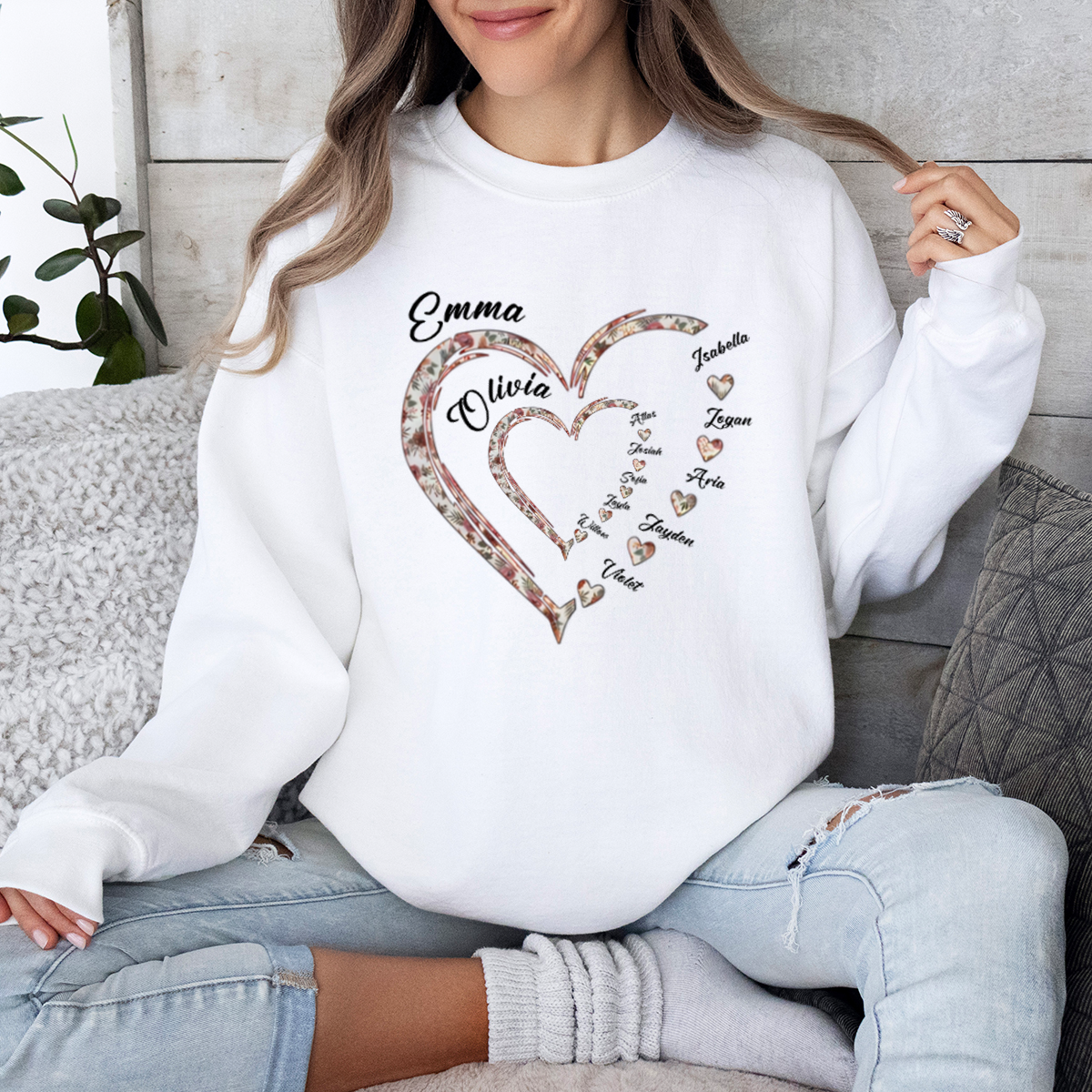 Mommy's Sweethearts - Family Personalized Custom Sweatshirt - Gift For Grandma