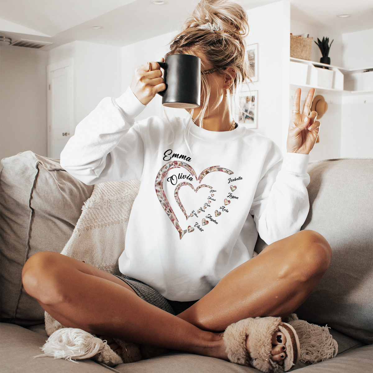 Mommy's Sweethearts - Family Personalized Custom Sweatshirt - Gift For Grandma