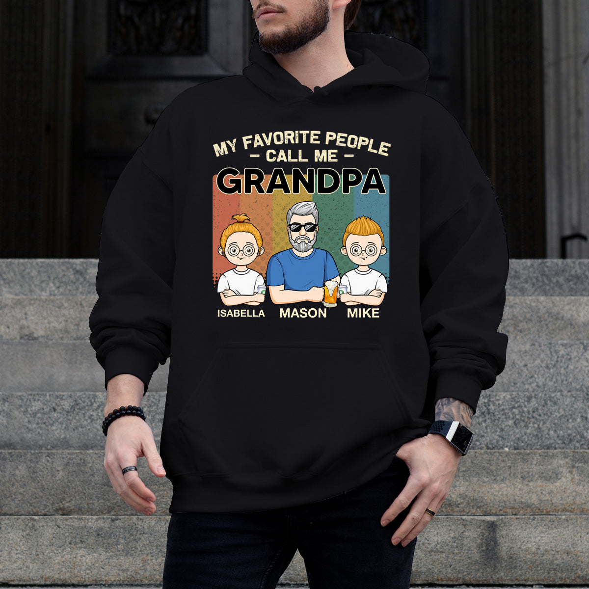 Blessed To Be Called Grandpa - Family Personalized Custom Hoodie - Gift For Grandpa, Dad
