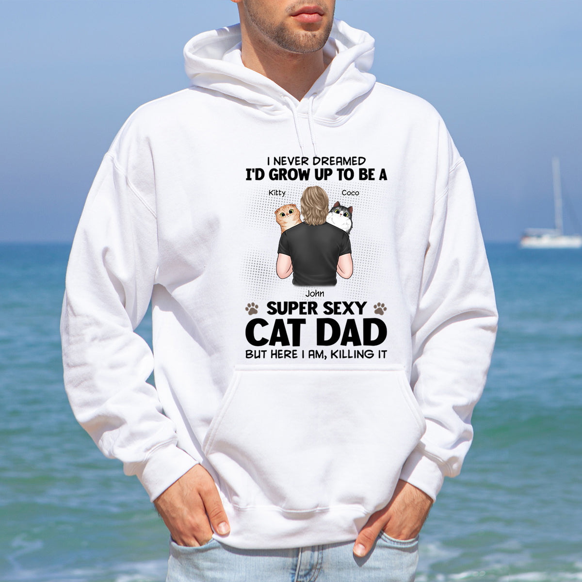 This Cat Dad Is The Sweetest Thing On Earth - Cat Personalized Custom Hoodie - Gift For Pet Owners, Pet Lovers