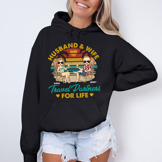 Travel Partners For Life - Couple Personalized Custom Hoodie - Gift For Husband Wife, Anniversary