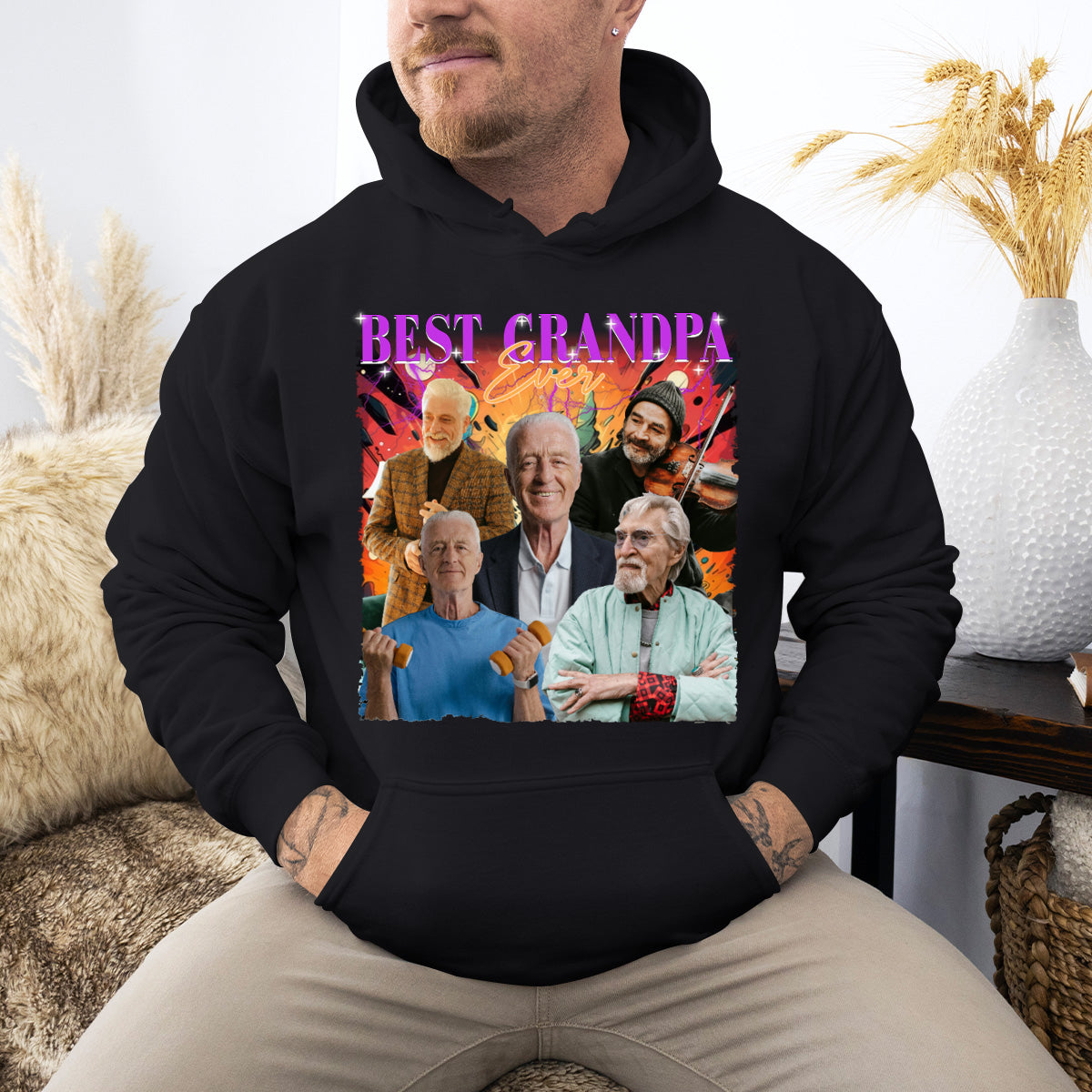 Custom Photo Best Grandpa Ever - Family Personalized Custom Hoodie - Gift For Grandpa