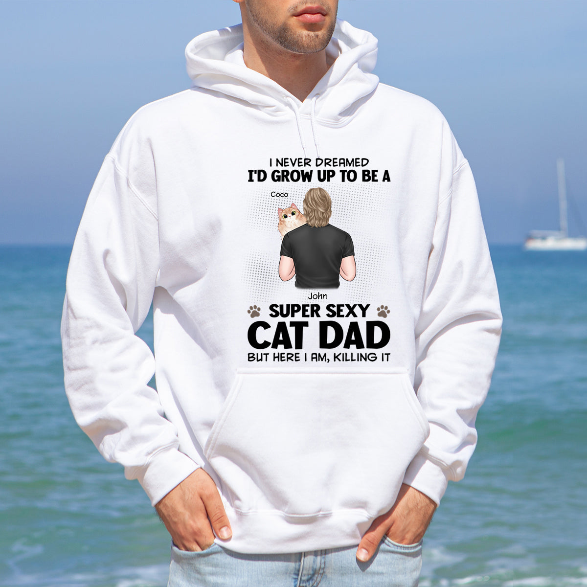 This Cat Dad Is The Sweetest Thing On Earth - Cat Personalized Custom Hoodie - Gift For Pet Owners, Pet Lovers