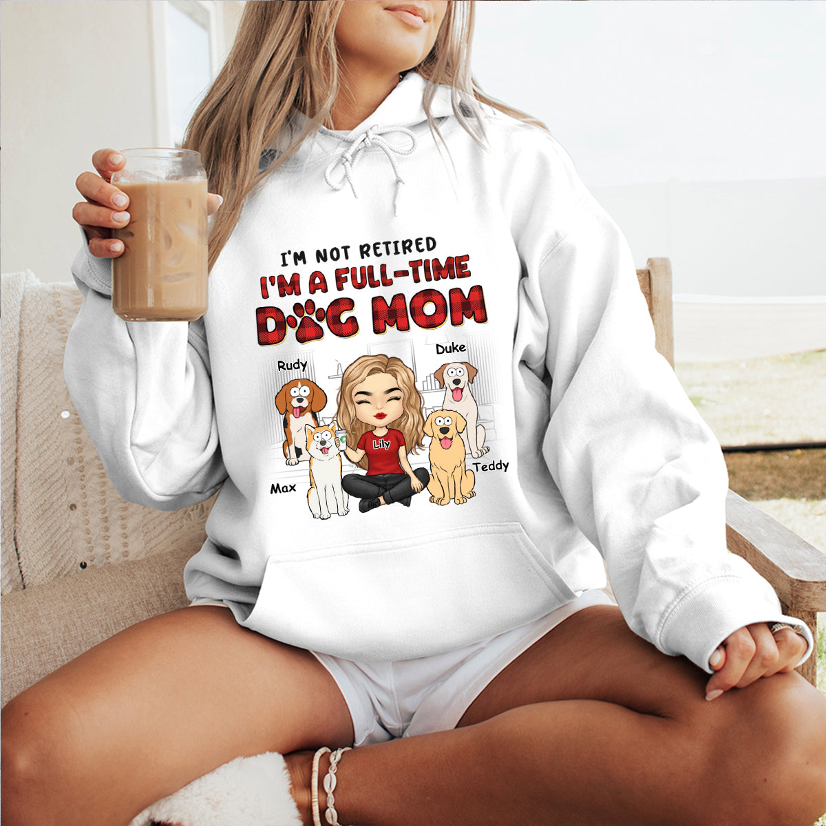 I'm Just A Full-Time Dog Mom - Dog Personalized Custom Hoodie - Gift For Pet Owners, Pet Lovers