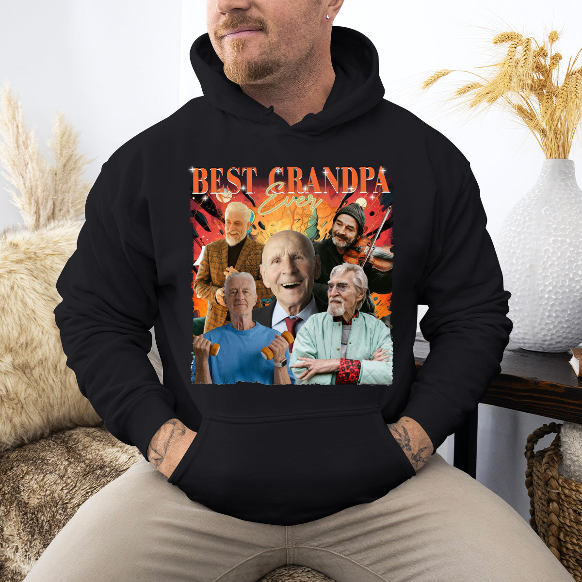 Custom Photo Best Grandpa Ever - Family Personalized Custom Hoodie - Gift For Grandpa