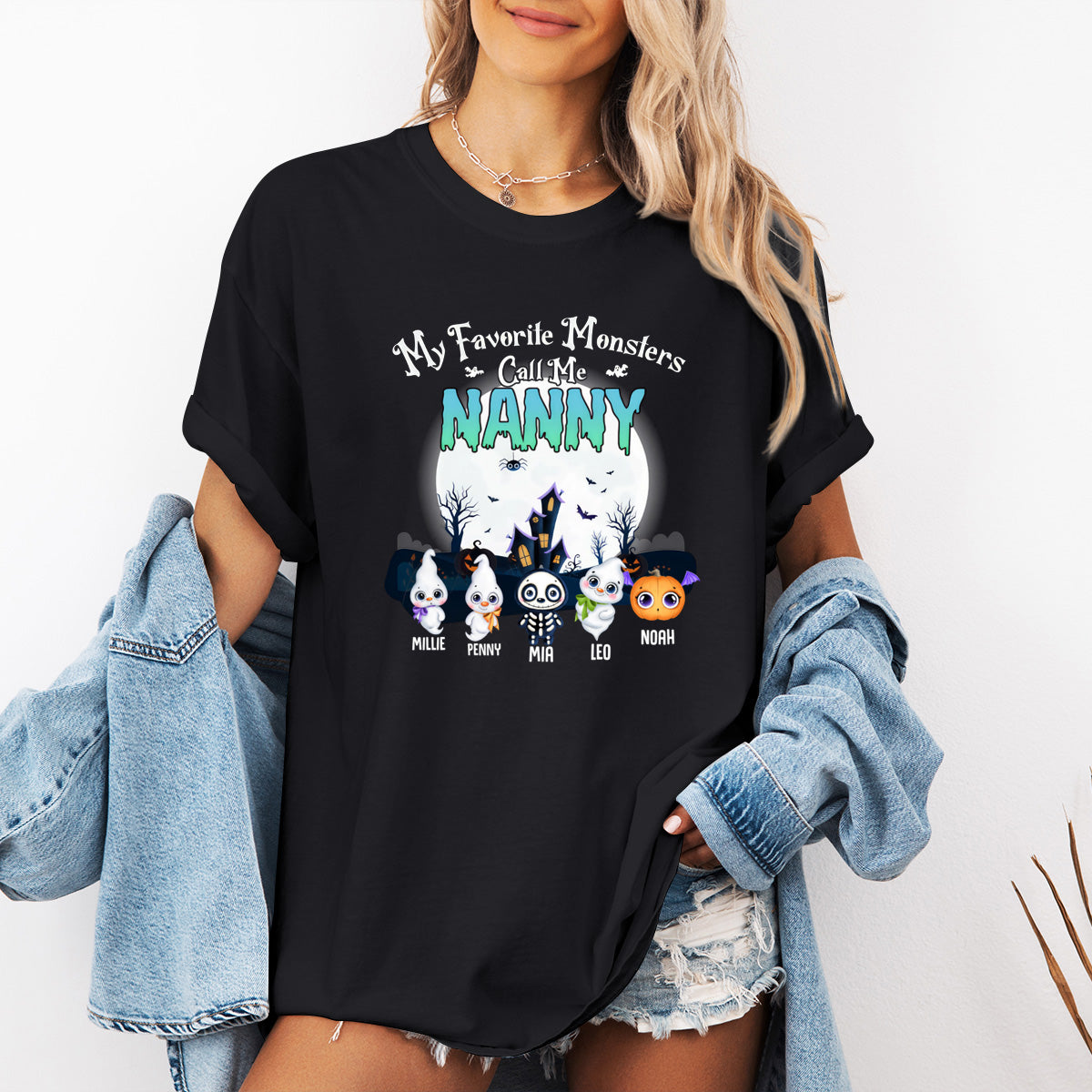 My Favorite Monsters Call Me Grandma - Family Personalized Custom T-shirt - Halloween Gift, Gift For Grandma, Grandpa
