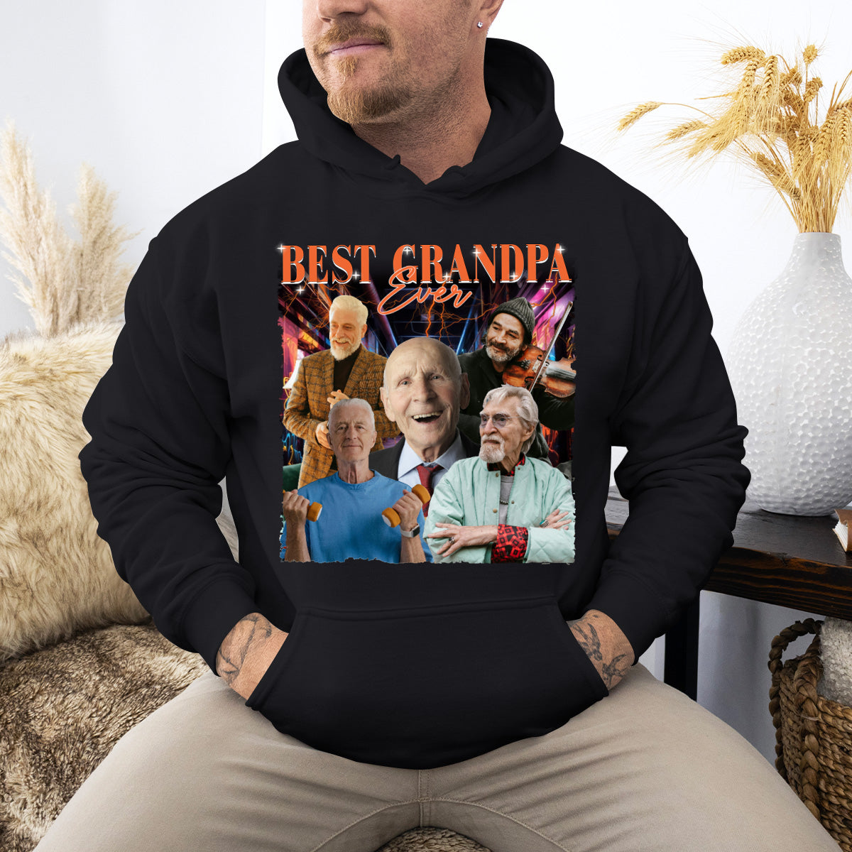 Custom Photo Best Grandpa Ever - Family Personalized Custom Hoodie - Gift For Grandpa