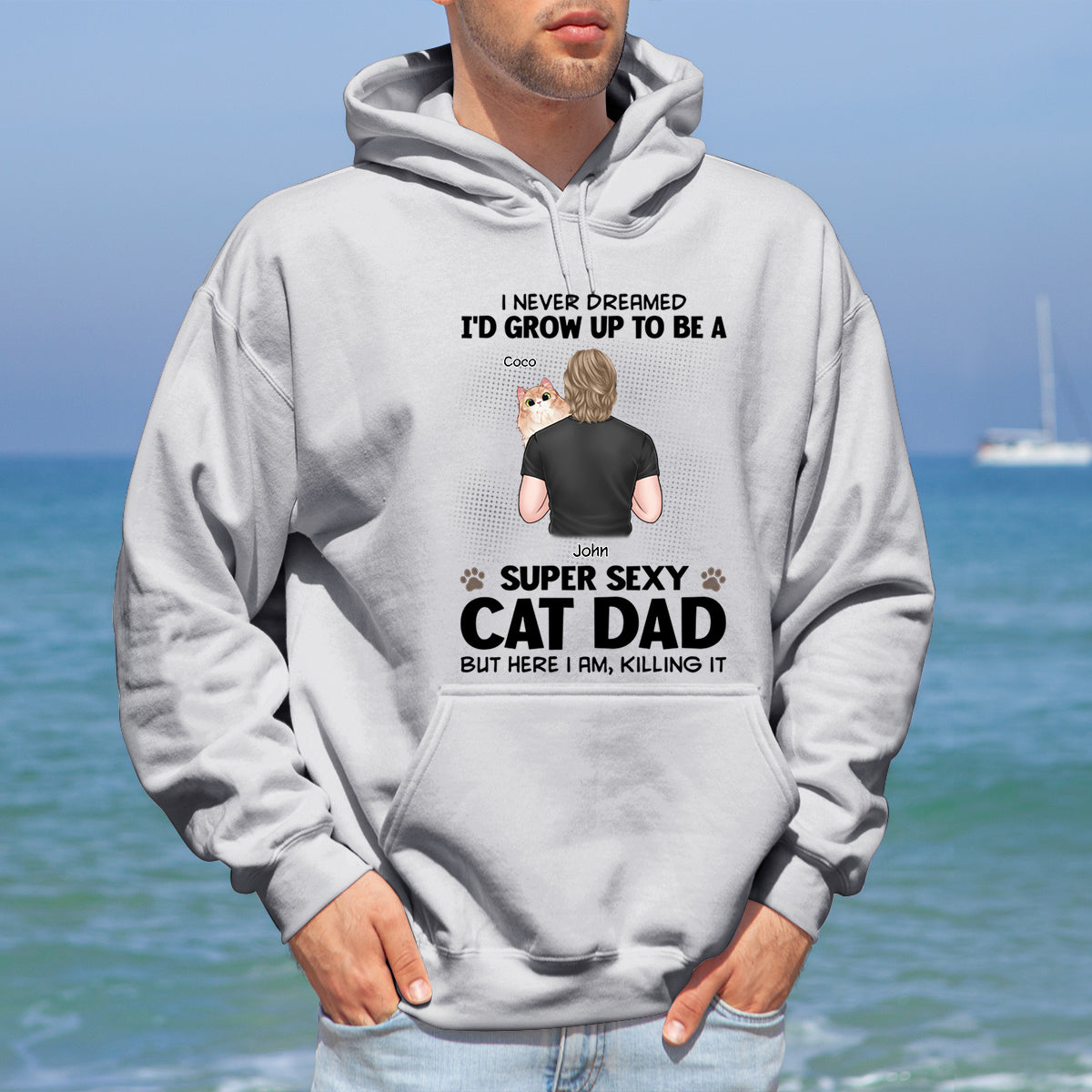 This Cat Dad Is The Sweetest Thing On Earth - Cat Personalized Custom Hoodie - Gift For Pet Owners, Pet Lovers