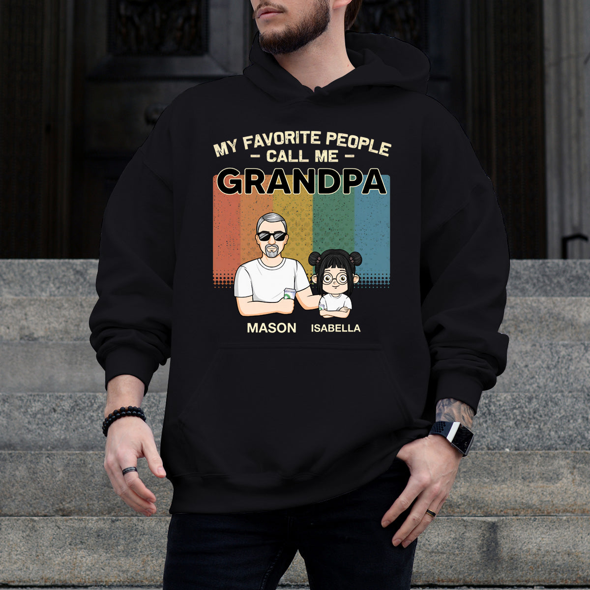 Blessed To Be Called Grandpa - Family Personalized Custom Hoodie - Gift For Grandpa, Dad