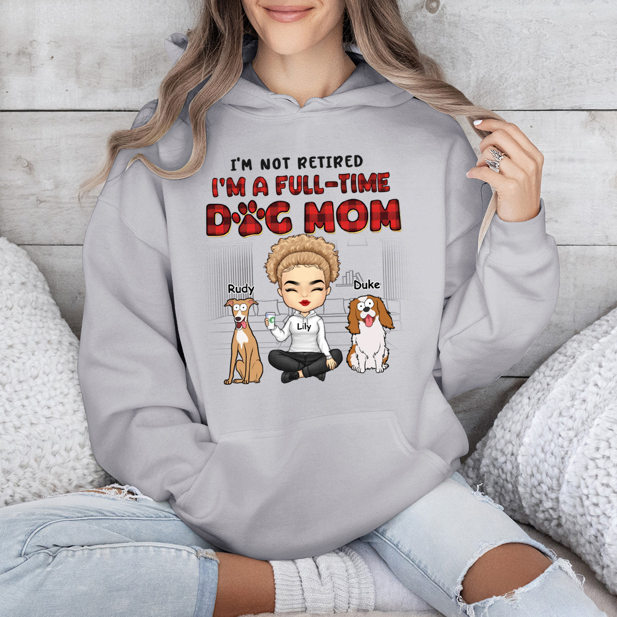 I'm Just A Full-Time Dog Mom - Dog Personalized Custom Hoodie - Gift For Pet Owners, Pet Lovers
