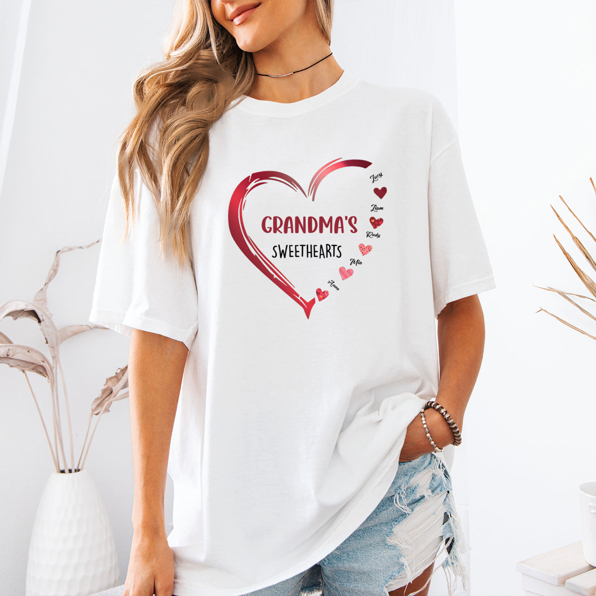 Grandma's Sweethearts - Family Personalized Custom  T-shirt - Gift For Grandma