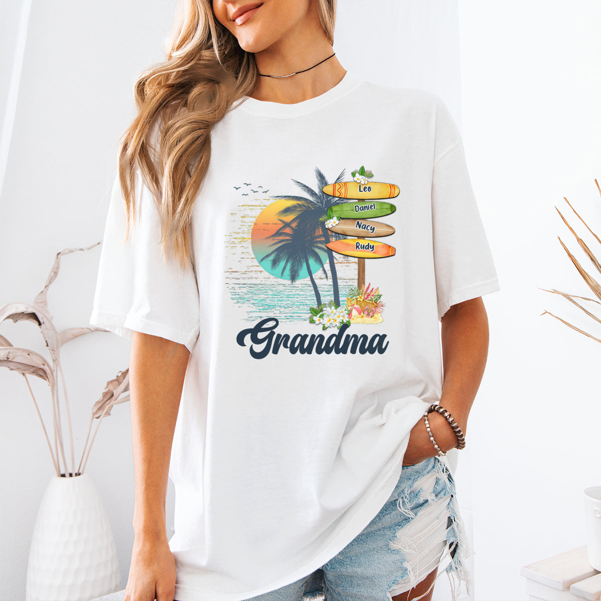 Grandma's Summer - Family Personalized Custom Hoodie - Birthday Gift For Mom, Grandma