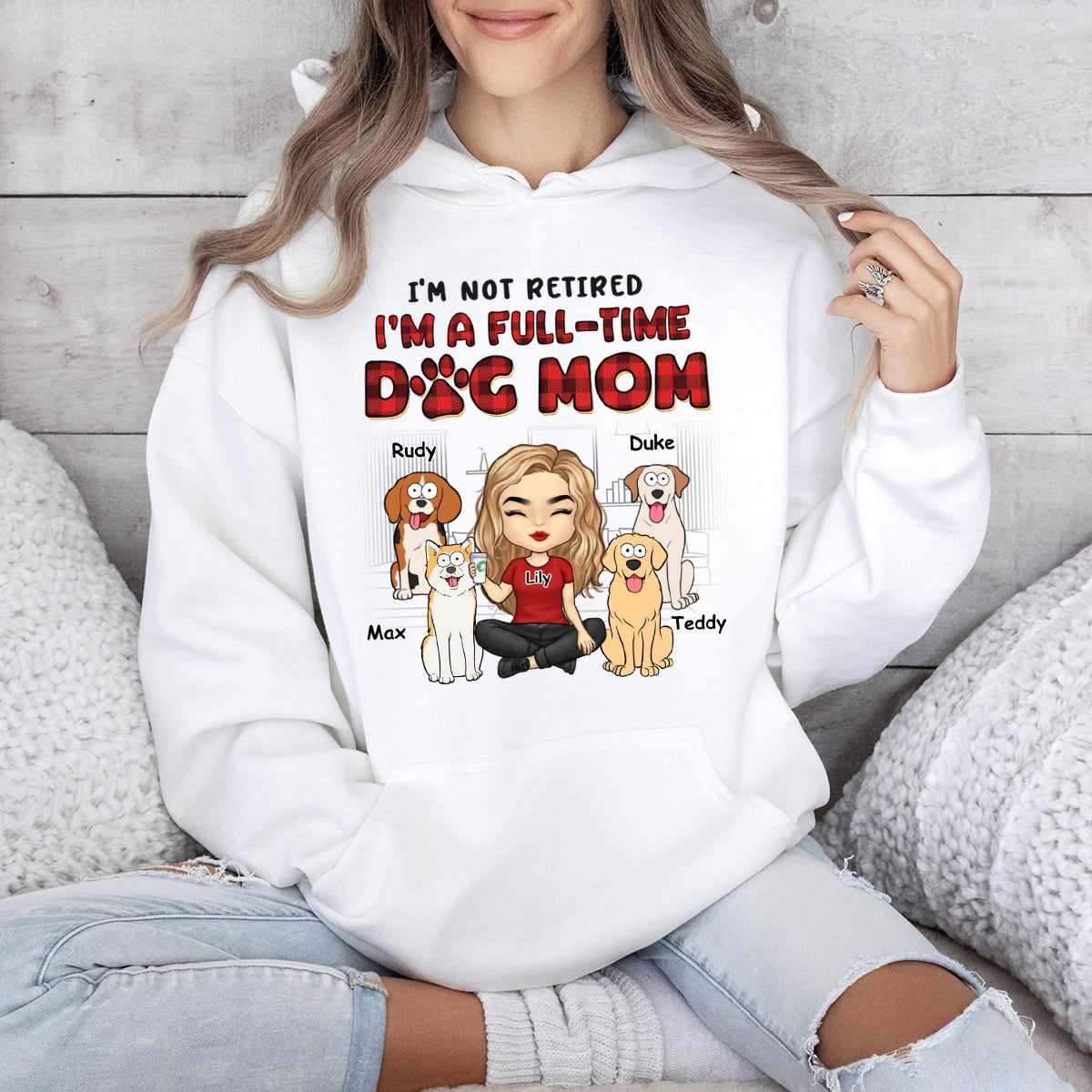 I'm Just A Full-Time Dog Mom - Dog Personalized Custom Hoodie - Gift For Pet Owners, Pet Lovers