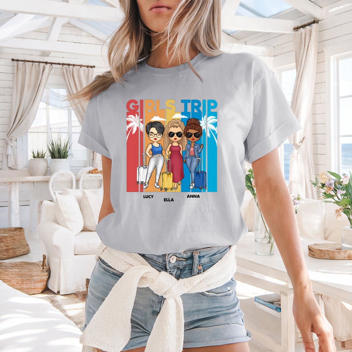Let's Go With Us - Bestie Personalized Custom T-shirt - Summer Vacation, Gift For Bestie, BFF, Sisters