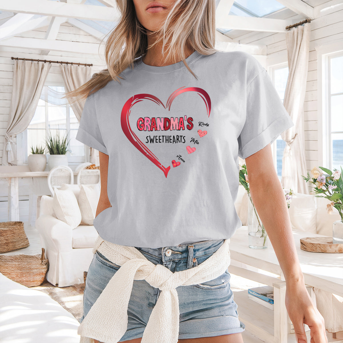 Grandma's Sweethearts - Family Personalized Custom  T-shirt - Gift For Grandma
