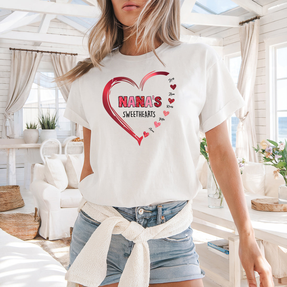 Grandma's Sweethearts - Family Personalized Custom  T-shirt - Gift For Grandma