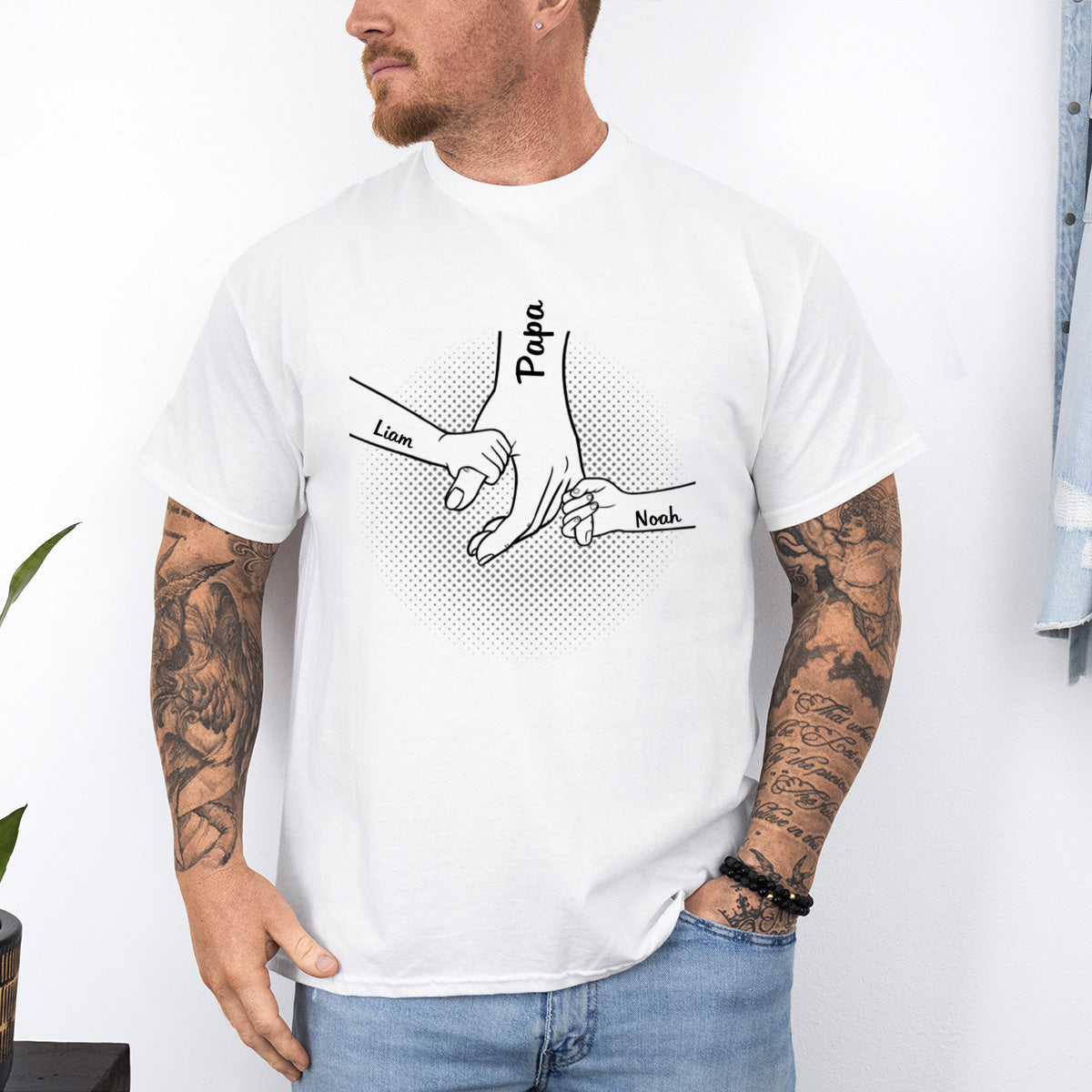 Hand In Hand, I Will Always Protect You All - Family Personalized Custom  T-Shirt - Father's Day Gifts For Dad, Grandpa