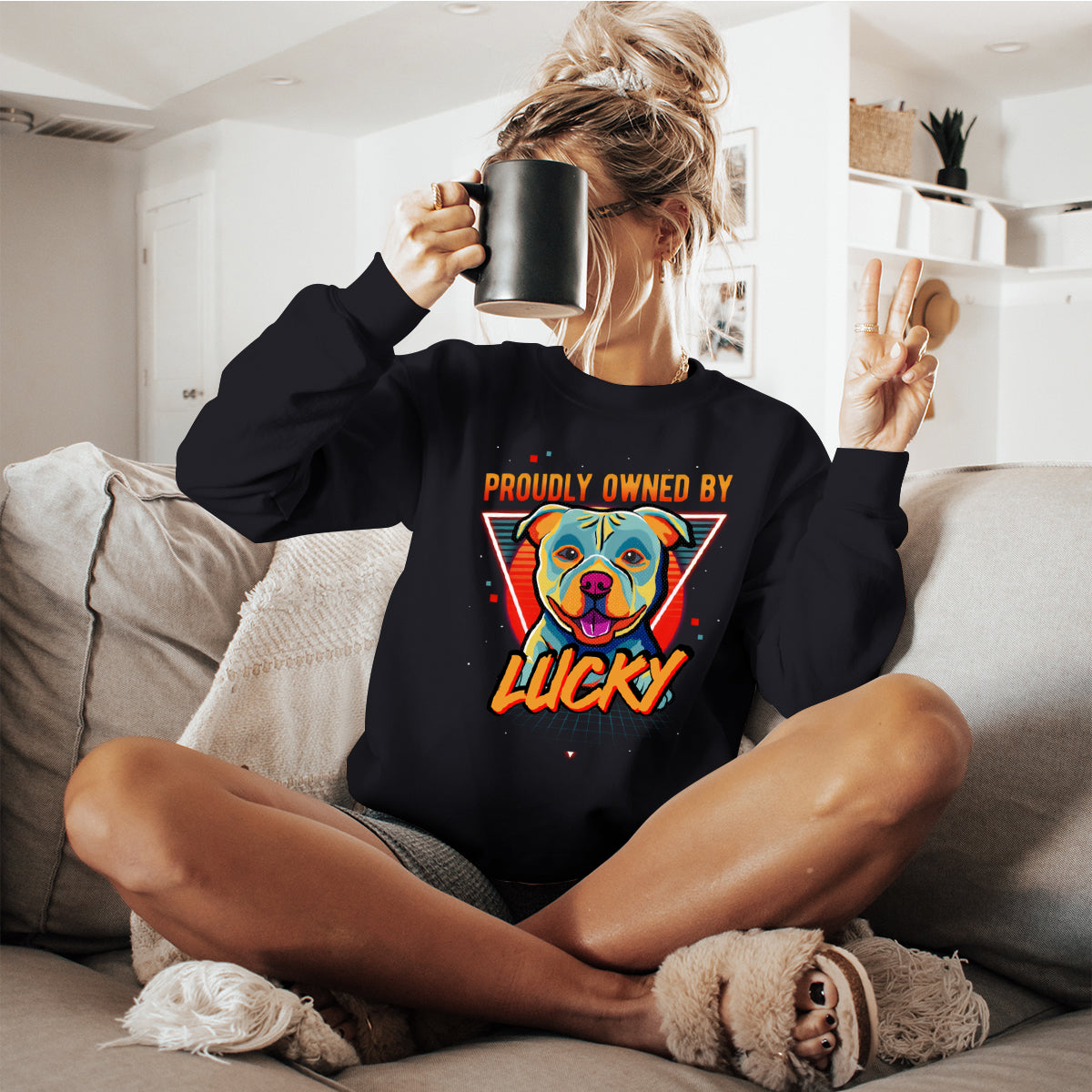 Proudly Owned By Dog Since Pop Art - Dog Personalized Custom Sweatshirt - Gift For Pet Owners, Pet Lovers