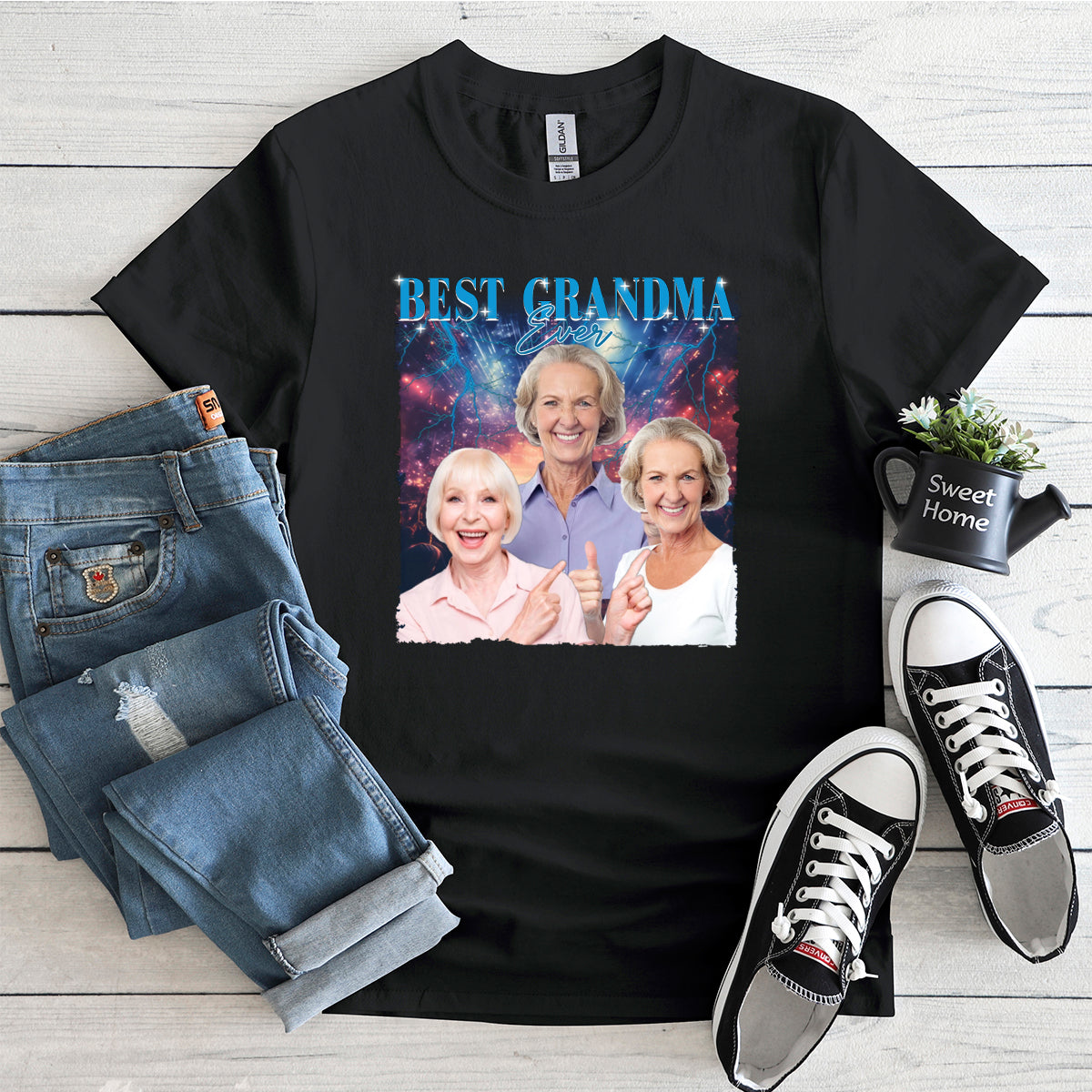 Custom Photo Best Grandma Ever - Family Personalized Custom T-shirt - Gift For Grandma